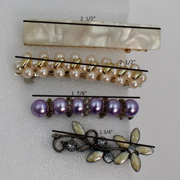 4 Classic Pearl Pearlized Hair Clips Metal Hair Pins And Barrette - Picture 3 of 3